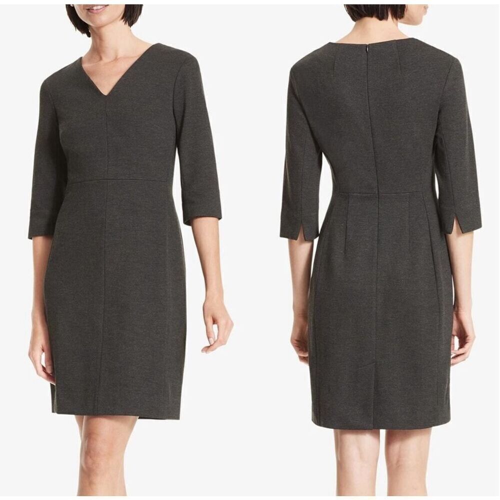 MM Lafleur Mona textured ponte charcoal gray professional sheath dress